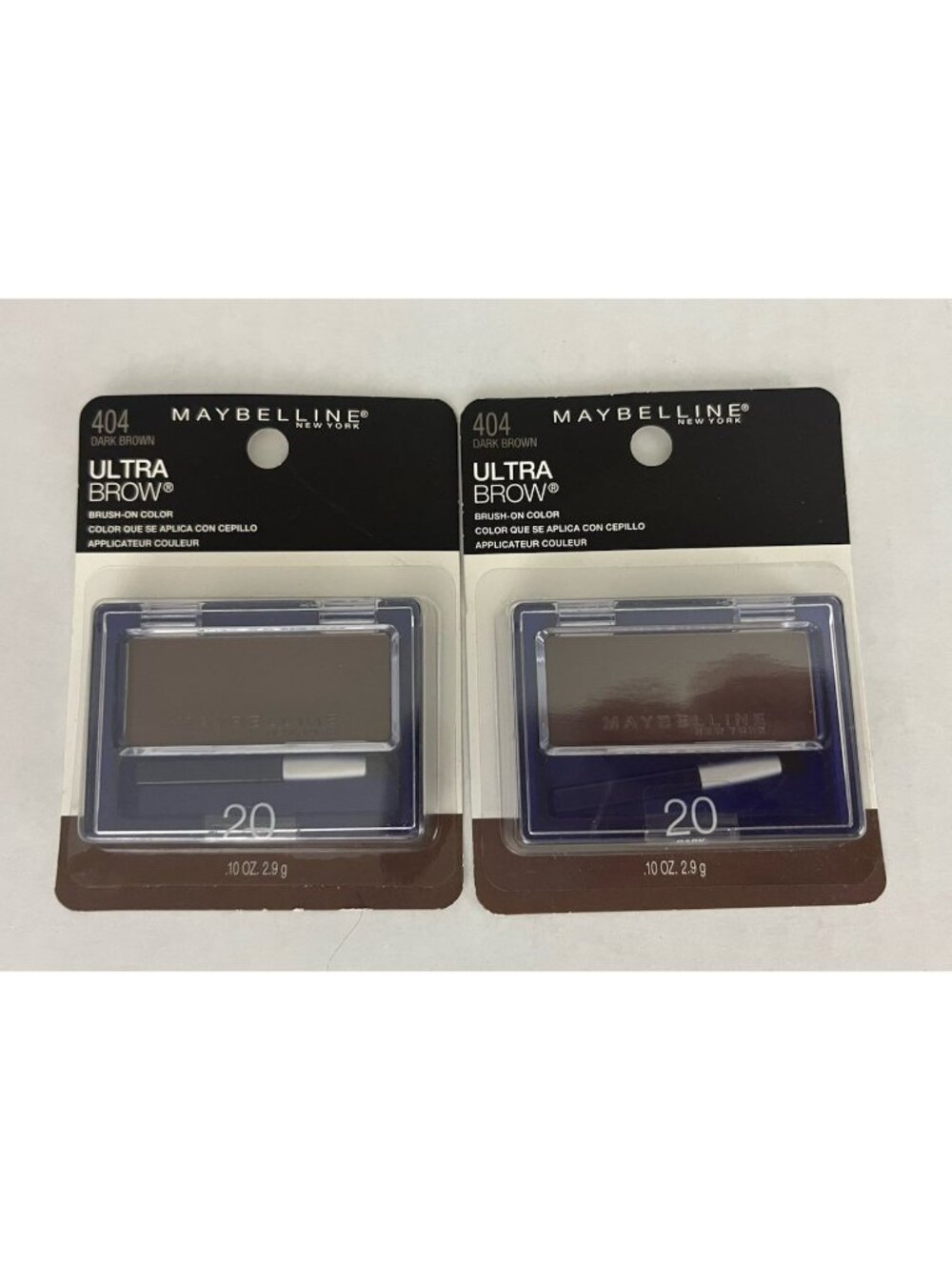 Maybelline Ultra Brow Brush-On Color #20 Dark Brown #404 598UB-20  x2 NEW